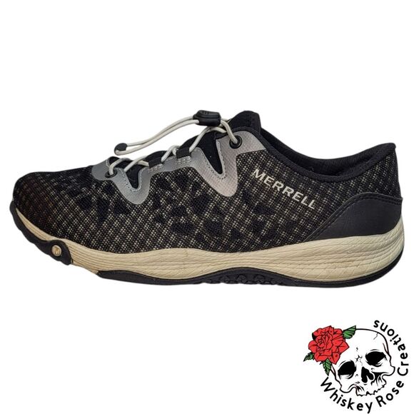 MERRELL Women's All Out Shine Trail Bare Running Shoes Black and Silver - Picture 1 of 11